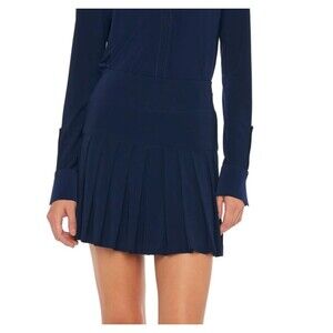 NWT Norma Kamali Pleated Mini Skirt in True Navy S